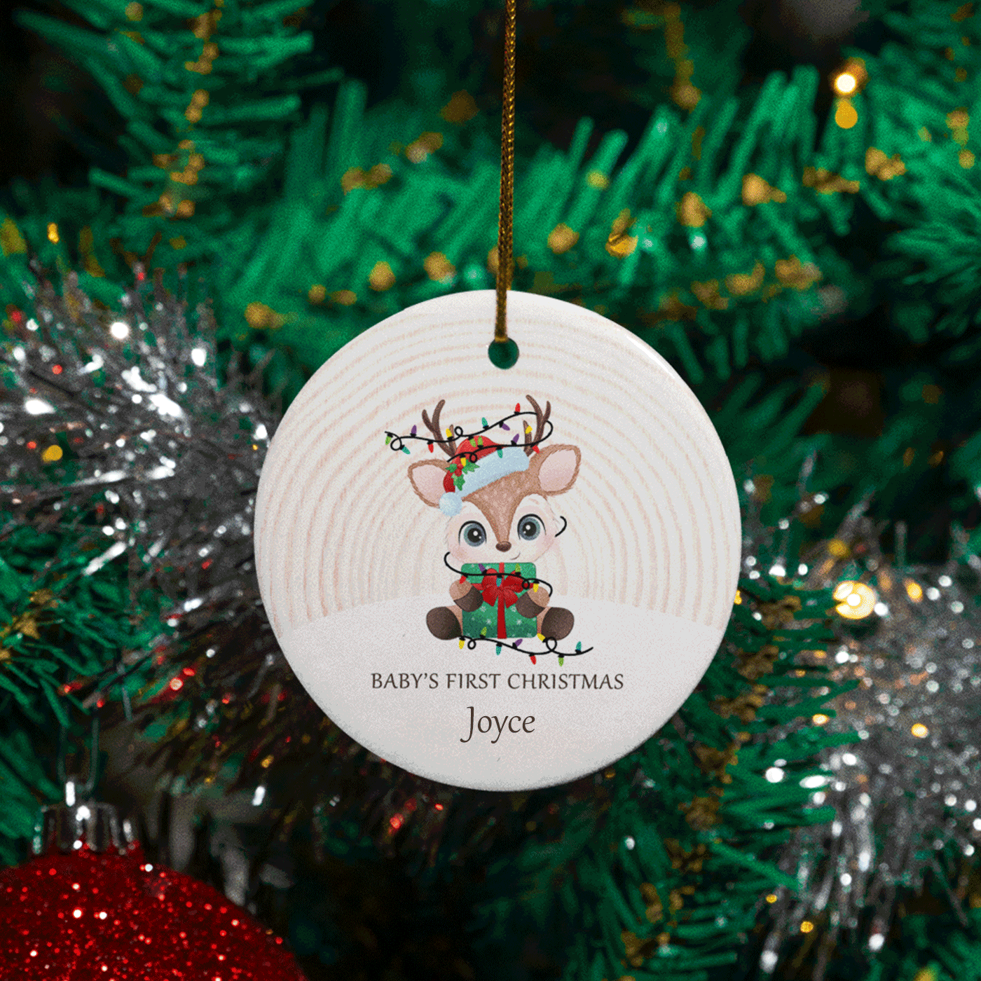 Baby's First Christmas  | Cute Reindeer | Ceramic Ornament
